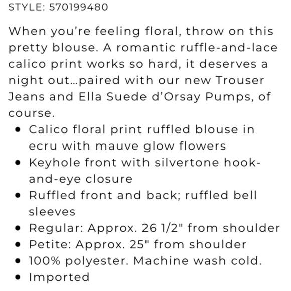 WHITE HOUSE BLACK MARKET Calico Floral Print Ruffled Blouse - Picture 8 of 9